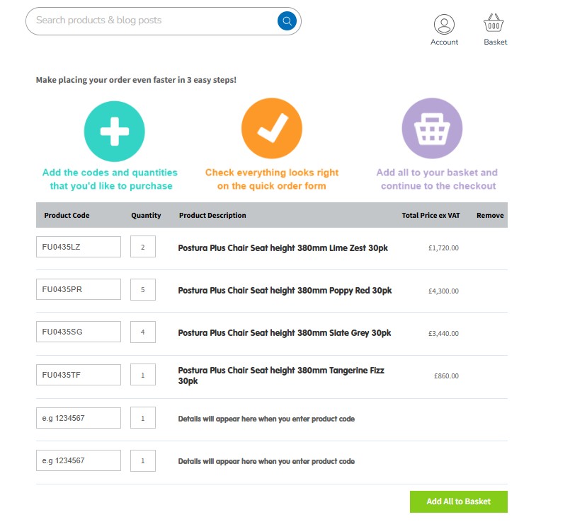 Quick Order With Codes